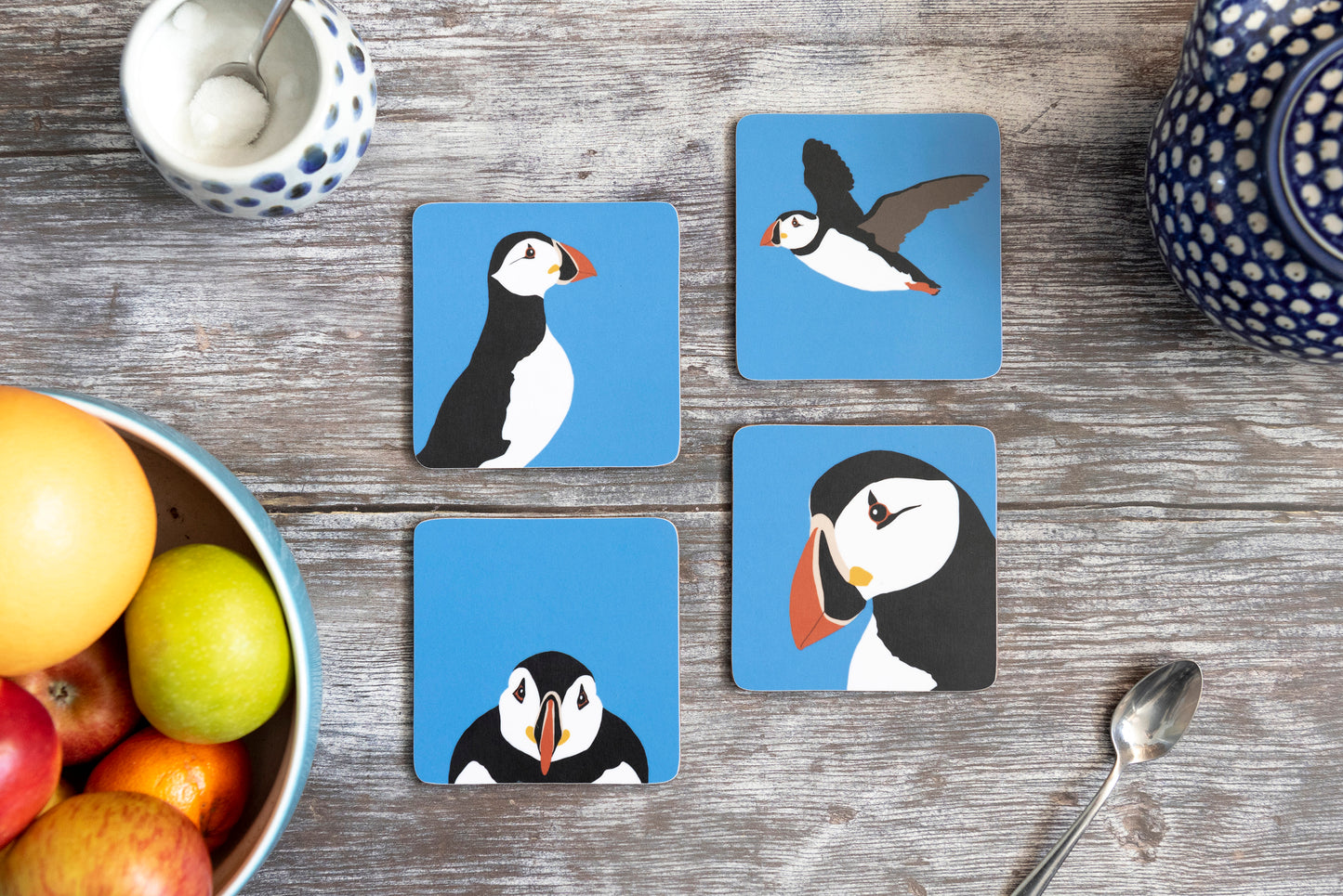 scilly puffin coasters